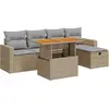 Image de vidaXL Ensemble de salon de jardin 6 pièces avec coussins Beige Poly rotin Acacia
