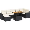 Image de vidaXL Ensemble de salon de jardin 5 pièces avec coussins Noir Poly rotin Acacia