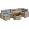 Image de vidaXL Ensemble de salon de jardin 5 pièces avec coussins Beige Poly rotin Acacia