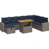 Image de vidaXL Ensemble de salon de jardin 9 pièces avec coussins Gris Poly rotin Acacia