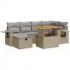 Image de vidaXL Ensemble de jardin canapé 8 pièces avec coussins Beige Poly rotin Acacia