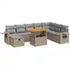 Image de vidaXL Ensemble de salon de jardin 9 pièces avec coussins Beige Poly rotin Acacia