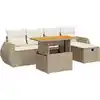 Image de vidaXL Ensemble de salon de jardin 6 pièces avec coussins Beige Poly rotin Acacia