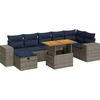 Image de vidaXL Ensemble de jardin canapé 8 pièces avec coussins Marron Poly rotin Acacia