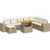 Image de vidaXL Ensemble de salon de jardin 9 pièces avec coussins Beige Poly rotin Acacia