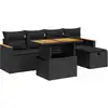 Image de vidaXL Ensemble de salon de jardin 6 pièces avec coussins noir poly rotin