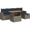 Image de vidaXL Ensemble de salon de jardin 6 pièces avec coussins Gris Poly rotin Acacia