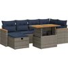 Image de vidaXL Ensemble de salon de jardin 7 pièces avec coussins Gris Poly rotin
