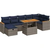 Image de vidaXL Ensemble de jardin canapé 8 pièces avec coussins Gris Poly rotin Acacia
