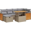 Image de vidaXL Ensemble de jardin canapé 8 pièces avec coussins Beige Poly Rattan