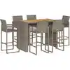Image de vidaXL Ensemble bar de jardin 7 pièces sans coussins Gris Poly rotin Acacia