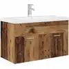 Image de vidaXL Armoire sous lavabo avec vasque encastrée aspect bois ancien