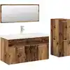 Image de vidaXL Ensemble de meubles de salle de bain 4 pièces imitation vieux bois matériau bois