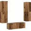 Image de vidaXL Armoires murales TV 3 pcs. Aspect vieux bois Matériaux dérivés du bois