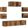 Image de vidaXL Ensemble d'armoires TV 7 pièces, montage mural, imitation vieux bois, bois composite