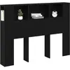 Image de Armoire de tête de lit avec rangement vidaXL, noir, aspect chêne