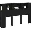 Image de Armoire de tête de lit avec rangement vidaXL, noir, aspect chêne