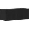 Image de Meuble TV vidaXL, lot de 2, noir, aspect chêne, 80 x 30 x 30 cm