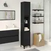 Image de vidaXL Armoire de salle de bain avec porte noire imitation chêne 30 x 30 x 190 cm