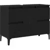Image de vidaXL Armoire de lavabo avec porte noir imitation ch  ne 80 x 33 x 60 cm