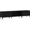 Image de vidaXL Meuble TV noir imitation chêne 180 x 31,5 x 40 cm