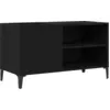 Image de vidaXL Meuble à disques noir imitation chêne 84,5 x 38 x 48 cm