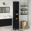 Image de vidaXL Armoire de salle de bain avec porte noire imitation chêne 30 x 30 x 190 cm