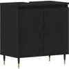 Image de vidaXL Armoire de lavabo avec porte noir imitation chêne 58 x 33 x 60 cm