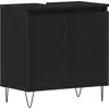 Image de vidaXL Armoire de lavabo avec porte noir imitation chêne 58 x 33 x 60 cm