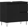 Image de vidaXL Armoire de lavabo avec porte noir imitation chêne 65 x 33 x 60 cm