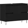 Image de vidaXL Armoire de lavabo avec porte noir imitation chêne 80 x 33 x 60 cm