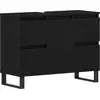 Image de vidaXL Armoire de salle de bain avec porte noire imitation chêne 80 x 33 x 60 cm
