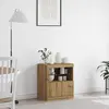 Image de vidaXL Buffet LED marron 60,5 x 37 x 67 cm Matériau dérivé du bois