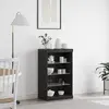 Image de vidaXL LED-Sideboard noir imitation chêne 60,5 x 37 x 100 cm