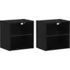 Image de vidaXL Étagère flottante avec éclairage LED, lot de 2, noire, en bois composite