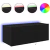Image de Meuble TV vidaXL avec éclairage LED, aspect chêne noir, 80 x 35 x 31 cm