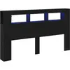 Image de vidaXL Tête de lit LED noir imitation chêne 180 x 18,5 x 103,5 cm