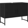 Image de Meuble sous-vasque vidaXL avec porte, aspect chêne noir, 80 x 30 x 60 cm
