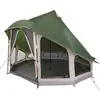 Image de Tente tipi vidaXL avec toit et espace de rangement, verte, 404 x 370 x 270 cm, en taffetas