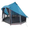 Image de Tente tipi vidaXL avec toit et espace de rangement, bleue, 404 x 370 x 270 cm, en taffetas