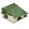 Image de Tente tipi vidaXL avec toit et espace de rangement, verte, 358 x 296 x 258 cm, en taffetas