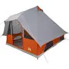 Image de Tente tipi vidaXL avec toit, gris et orange, 358 x 296 x 258 cm, en taffetas