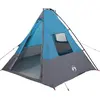 Image de Tente tipi vidaXL avec toit et espace de rangement, bleue, 383 x 338 x 217 cm, en taffetas