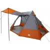 Image de Tente de camping vidaXL avec toit, gris et orange, 482 x 360 x 227 cm, en taffetas