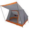 Image de Tente de camping vidaXL avec toit, gris et orange, 223 x 163 x 130 cm, en taffetas