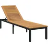 Image de Chaise longue vidaXL noire 200 x 55 x 35 cm en bois massif d'acacia