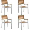 Image de vidaXL Chaise de jardin, lot de 4, marron, 56 x 57 x 87 cm, bois massif d'acacia