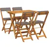 Image de Ensemble de salon de jardin vidaXL avec coussins, 5 pièces, bois d'acacia massif teinté huile