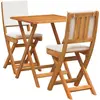 Image de vidaXL Ensemble bistrot avec coussins 3 pièces Bois massif d'acacia naturel huilé