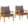 Image de vidaXL Chaise de jardin avec coussins (lot de 2) - Finition huilée naturelle - 65 x 59,5 x 72 cm